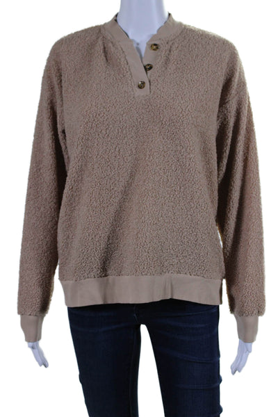 Donni Womens Long Sleeve Teddy Henley Top Brown Size S