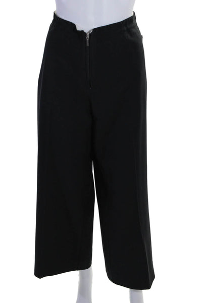 Marina Rinaldi Voyage Womens Zip Up Drawstring Waist Wide Leg Pants Black Size 2