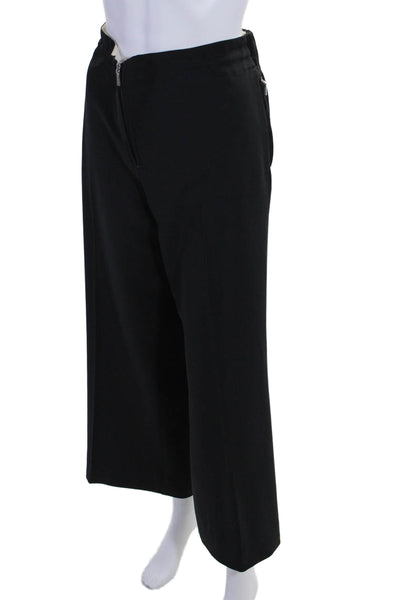 Marina Rinaldi Voyage Womens Zip Up Drawstring Waist Wide Leg Pants Black Size 2