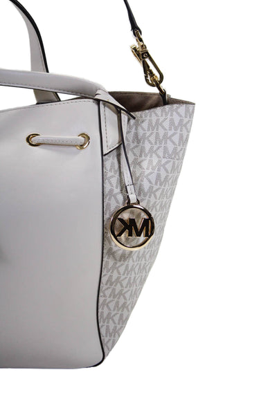 MK Michael Kors Womens Double Top Handle Handbag Leaather White Large