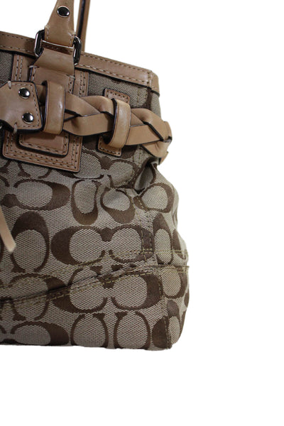 Coach Womens Logo Print Double Top Handle Handbag Beige Size Small