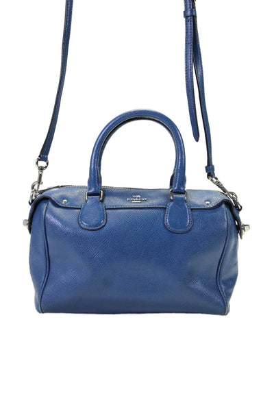 Coach Womens Top Zip Single Strap Handbag Leather Blue Size Small