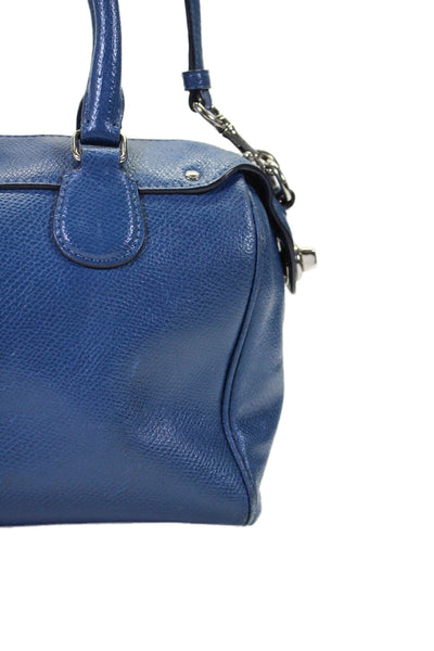 Coach Womens Top Zip Single Strap Handbag Leather Blue Size Small