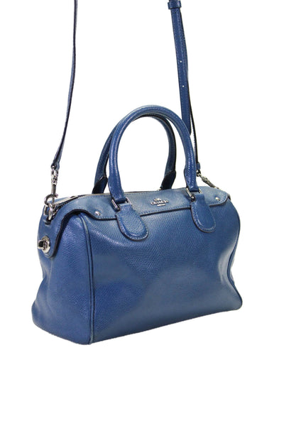 Coach Womens Top Zip Single Strap Handbag Leather Blue Size Small