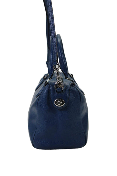 Coach Womens Top Zip Single Strap Handbag Leather Blue Size Small