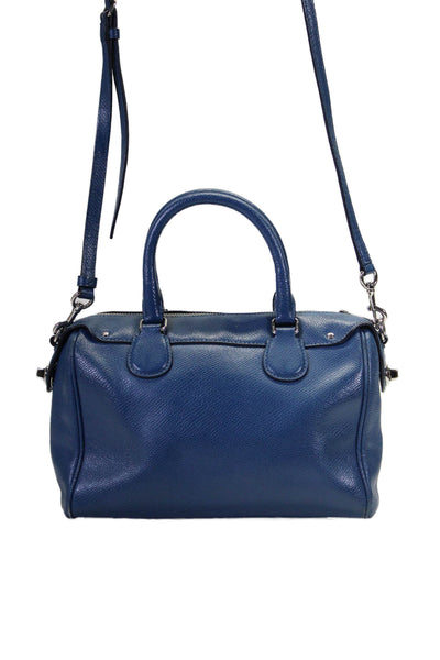 Coach Womens Top Zip Single Strap Handbag Leather Blue Size Small