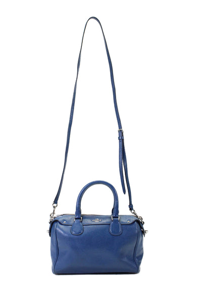 Coach Womens Top Zip Single Strap Handbag Leather Blue Size Small