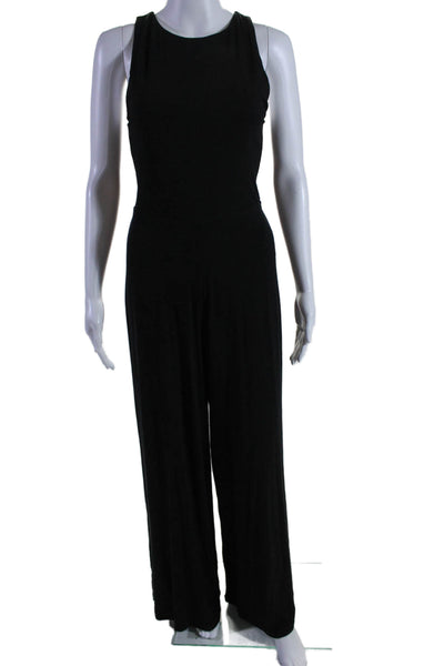 Alice + Olivia Womens Front Zip Sleeveless Wide Leg Jumpsuit Black Size 6