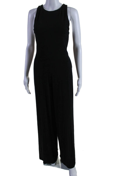 Alice + Olivia Womens Front Zip Sleeveless Wide Leg Jumpsuit Black Size 6