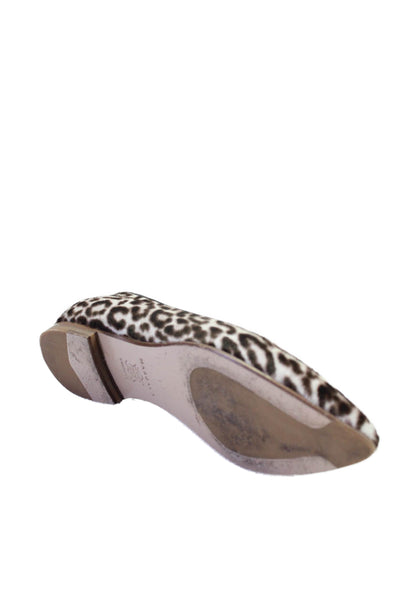 Margaux Womens Ponyhair Leopard Print Pointe Flats White Black Size 6.5US 36.5EU