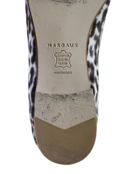 Margaux Womens Ponyhair Leopard Print Pointe Flats White Black Size 6.5US 36.5EU