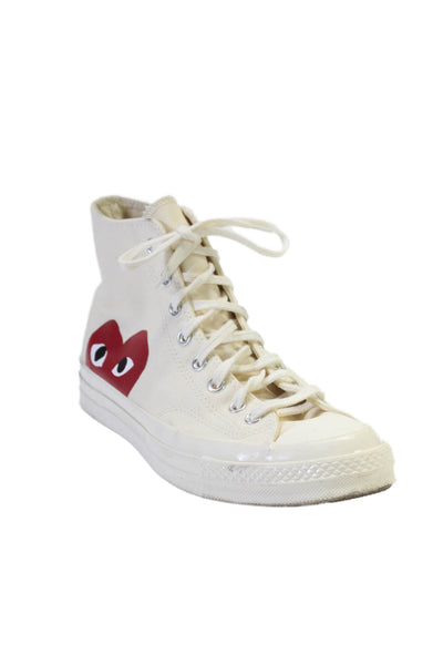 Converse x Play Comme des Garcons Mens Lace Up High Top Sneakers Beige Size 10