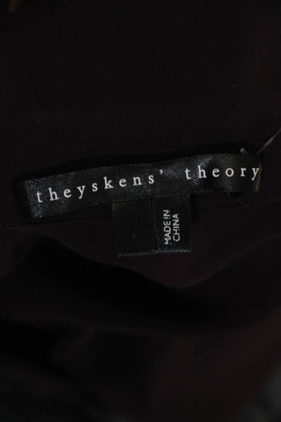 Theyskens Theory Womens Button Down Long Sleeve Collared Blouse Purple Small