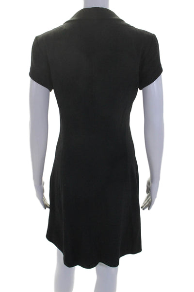 Theory Womens Long Sleeve Collared V Neck Mid Calf Dress Black Size 2