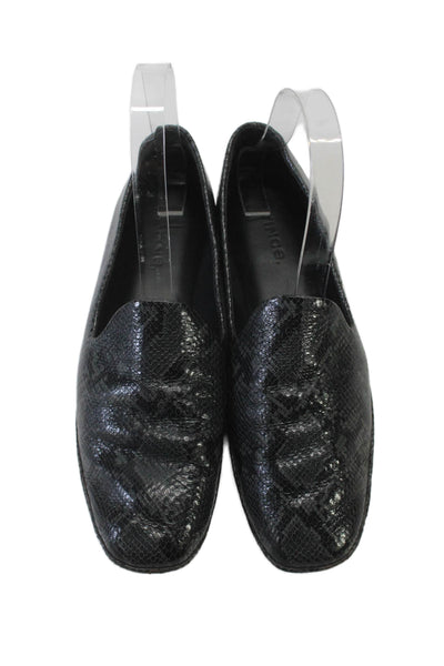 Vince Womens Slip On Snakeskin Print Flats Leather Black Size 6.5 US