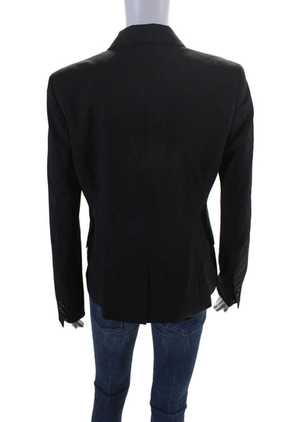 Theory Women's Collared Long Sleeves Lined One Button Blazer Black Size 6