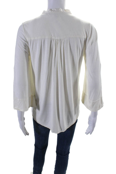 Elizabeth and James Women's 3/4 Sleeves Wrap Tie Blouse Cream Size XS