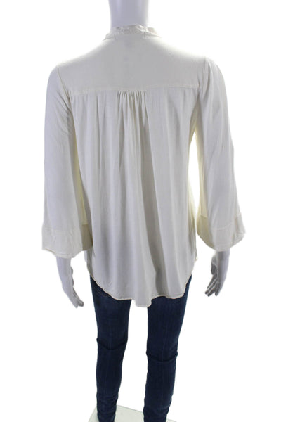 Elizabeth and James Women's 3/4 Sleeves Wrap Tie Blouse Cream Size XS