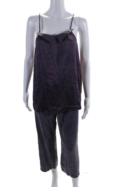 Maison De Papillon Women's Spaghetti Straps Two Piece Pants Set Purple Size M