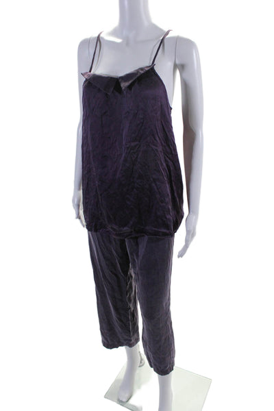 Maison De Papillon Women's Spaghetti Straps Two Piece Pants Set Purple Size M