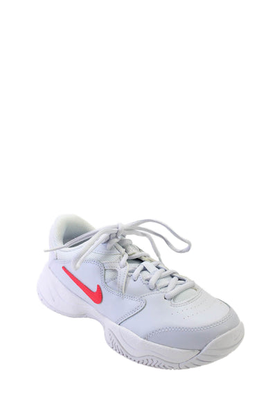 Nike Boys Round Toe Lace Up Rubber Sole Leather Sneakers White Size 3.5