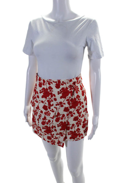 Sister Womens Above Knee Floral Skirt White Red Linen Size Small