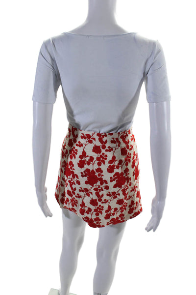 Sister Womens Above Knee Floral Skirt White Red Linen Size Small