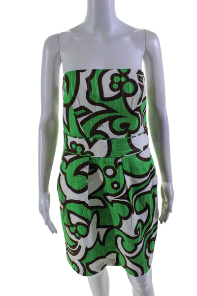 Milly Women's Square Neck Sleeveless Pleated Abstract Mini Dress Size 12