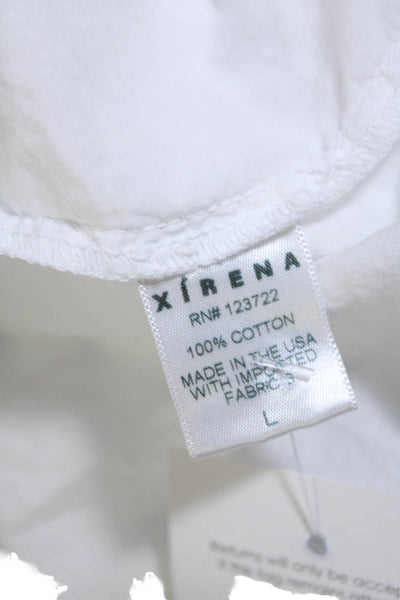 Xirena Womens Short Sleeves Twist Knot Front Shirt White Cotton Size Large