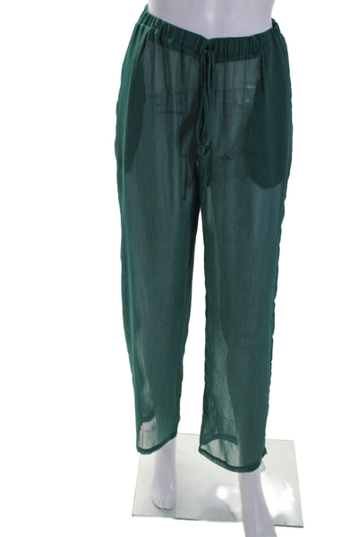 Nomad Womens Elastic Waistband Straight Leg Sheer Pants Green Size Small