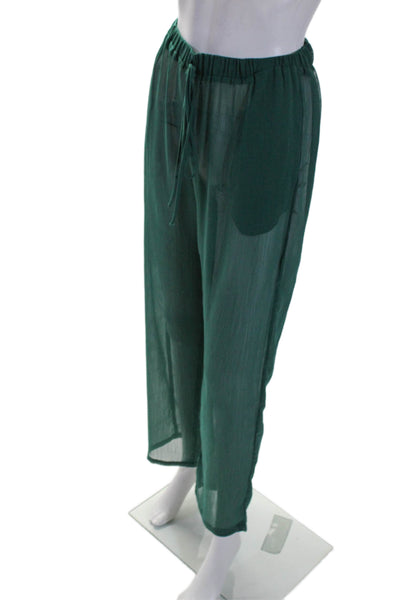 Nomad Womens Elastic Waistband Straight Leg Sheer Pants Green Size Small