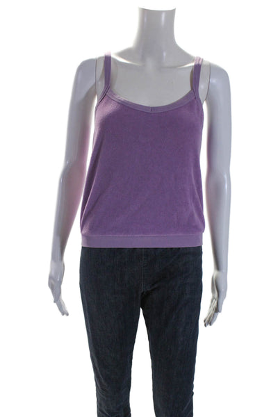 Suzie Kondi Womens Sleeveless V Neck Terry Top Purple Size Small