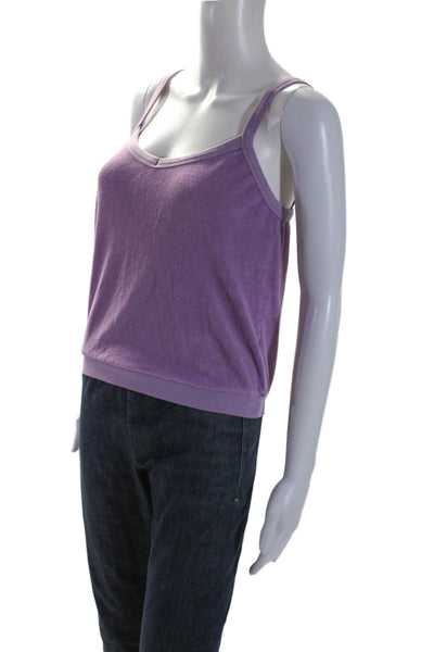 Suzie Kondi Womens Sleeveless V Neck Terry Top Purple Size Small