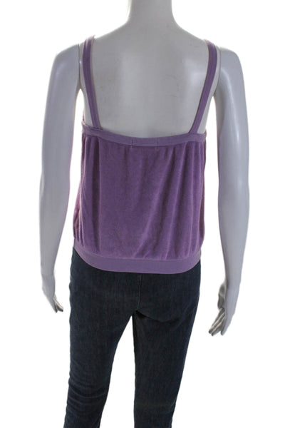 Suzie Kondi Womens Sleeveless V Neck Terry Top Purple Size Small