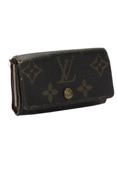 Louis Vuitton Womens Monogram Canvas Snap Closure 4 Ring Key Holder Brown