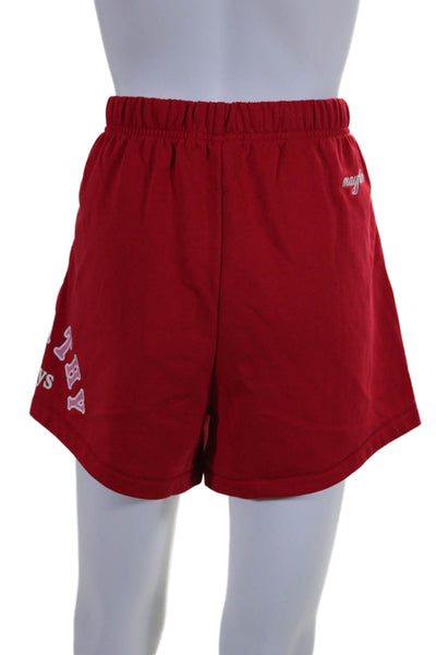 Mayfair Womens High Rise Empathy Always Shorts Red Cotton Size S/M