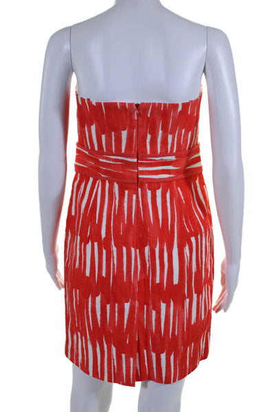 Milly Womens Cotton Abstract Print Sleeveless Strapless Zip Up Dress Red Size 8