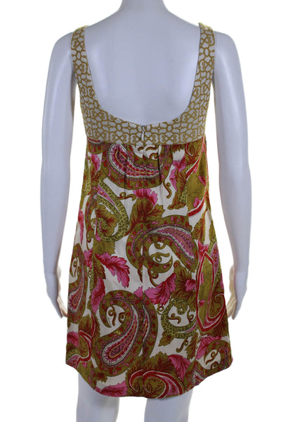 Milly Womens Silk Abstract Print Sleeveless Zip Up Mini Dress Pink Size 6