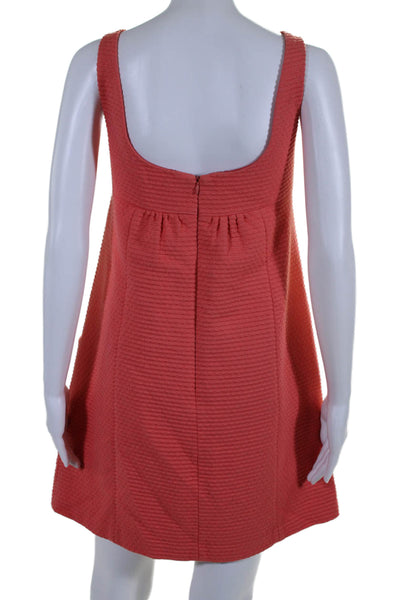 Milly Womens Cotton Beaded V-Neck Sleeveless Zip Up Dress Orange Size 12