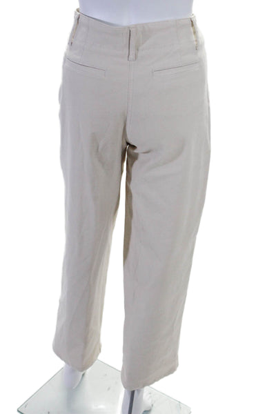 Wilfred Womens Cotton Hook & Eye Zipped Straight Leg Casual Pants Beige Size 0