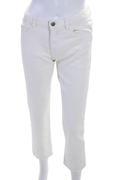 DL1961 Womens Cotton Buttoned Brady Slim Straight Leg Pants White Size 14