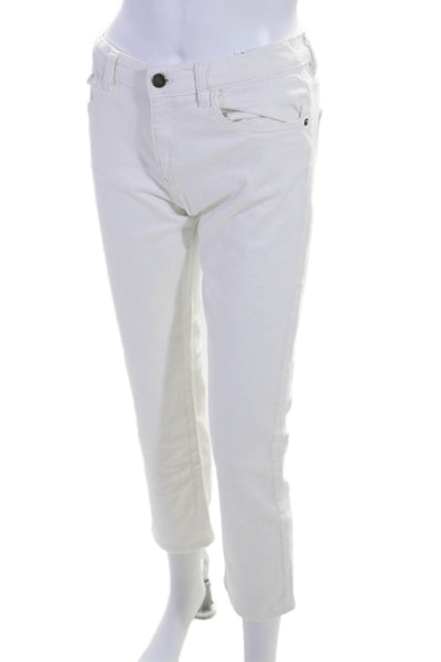 DL1961 Womens Cotton Buttoned Brady Slim Straight Leg Pants White Size 14