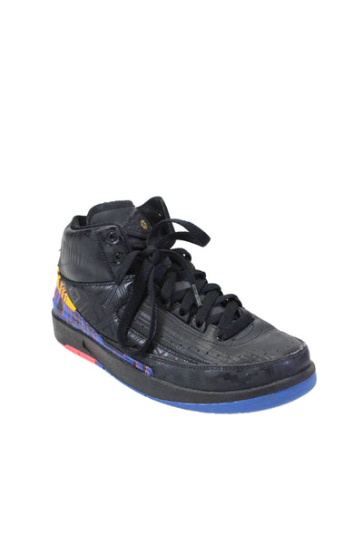 Nike Boys Leather Round Toe Lace-Up Tied High Top Sneakers Black Size 5.5Y