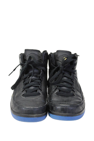 Nike Boys Leather Round Toe Lace-Up Tied High Top Sneakers Black Size 5.5Y