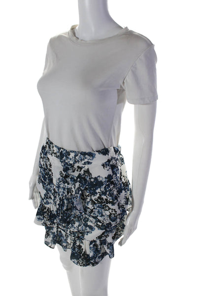 Parker Women's Hook Closure Ruffle Lined Wrap Mini Skirt Floral Size M