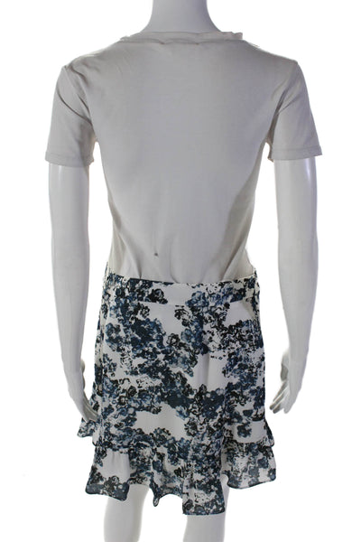 Parker Women's Hook Closure Ruffle Lined Wrap Mini Skirt Floral Size M