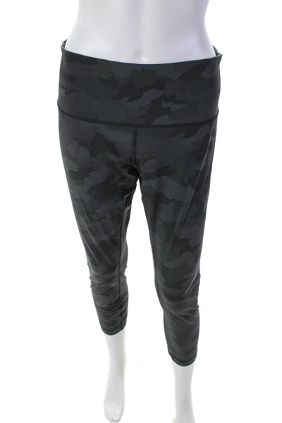 Lululemon Womens Camouflage Print Elastic Waist Slip-On Leggings Black Size L