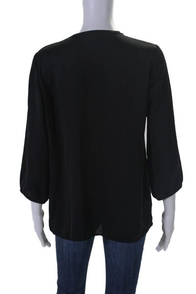 Marccain Womens Long Sleeve V Neck Pullover Blouse Black Size 3