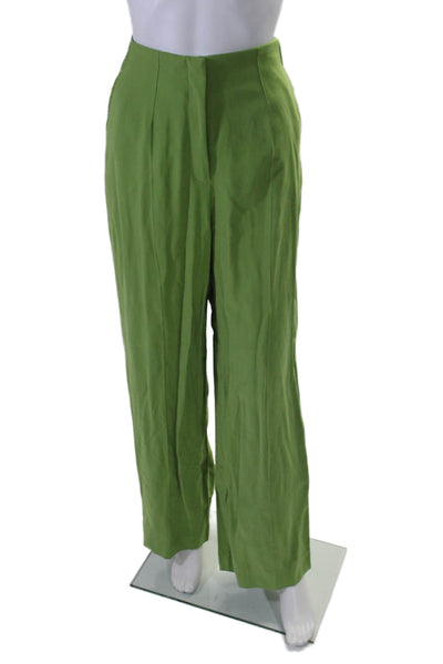 Dynamite Women's Hook Closure Pockets Wide Leg Dress Pants Green Size 6