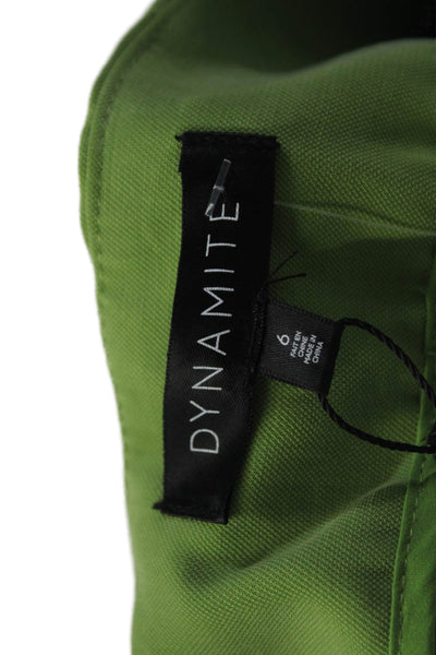 Dynamite Women's Hook Closure Pockets Wide Leg Dress Pants Green Size 6